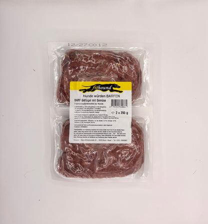 BARF Geflügel mit Gemüse 2 x 250 g